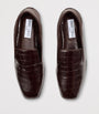 Jimmy Choo Brown Elliot Leather Croc-Embossed Slippers