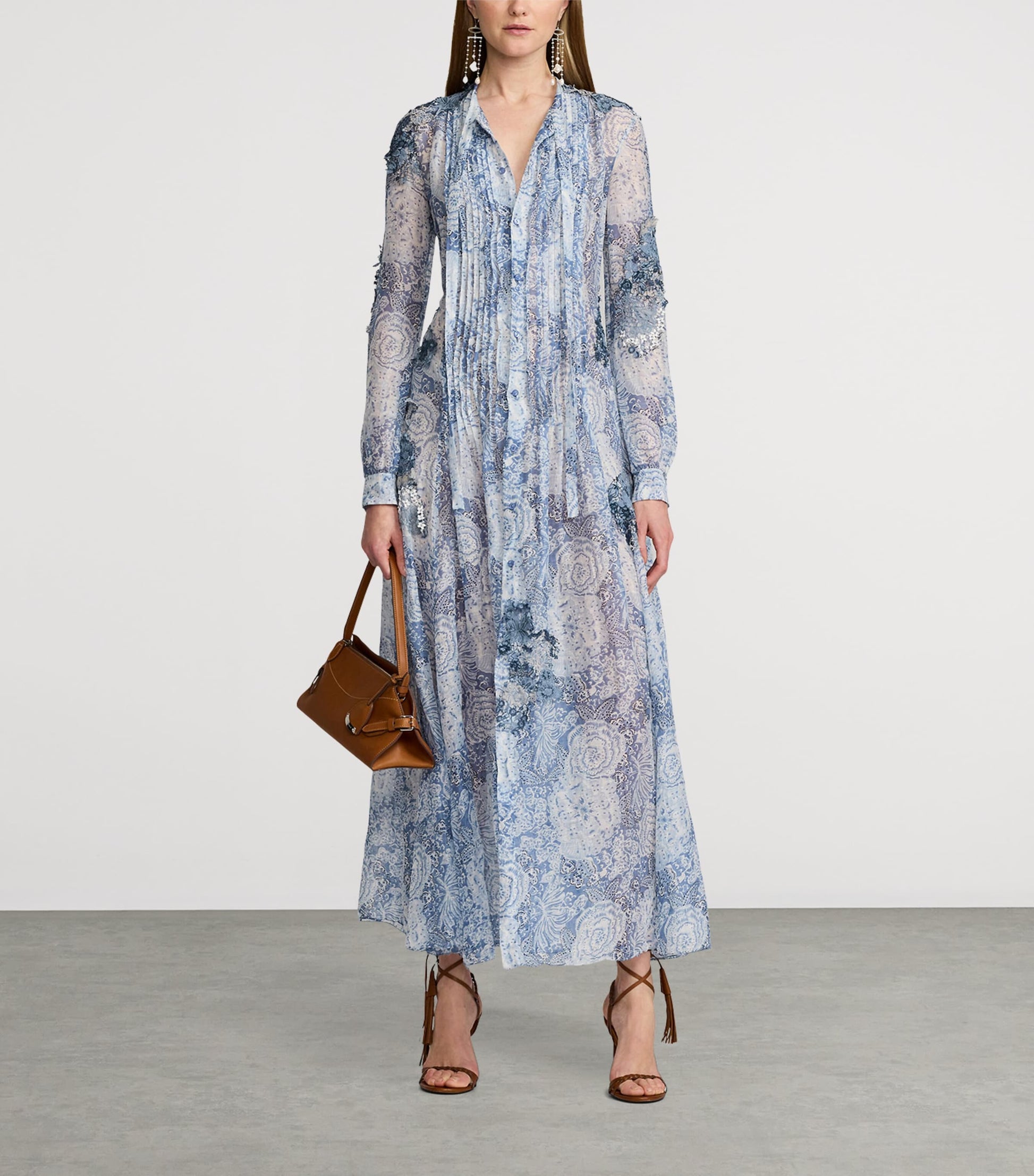 Ralph Lauren Collection Navy Linen-Silk Hannes Dress
