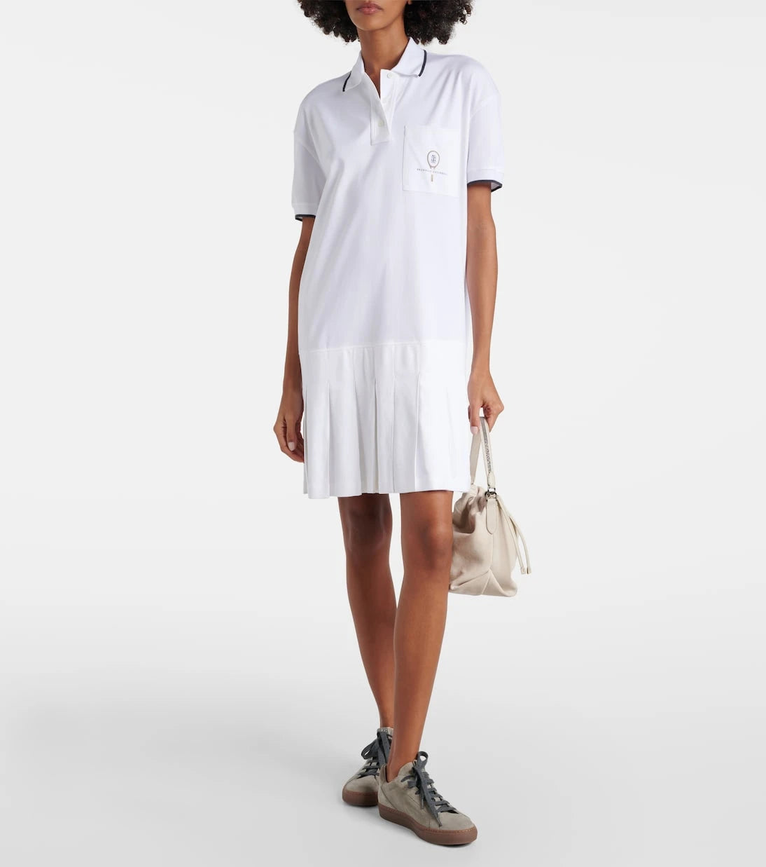 Brunello Cucinelli - Pleated cotton polo dress
