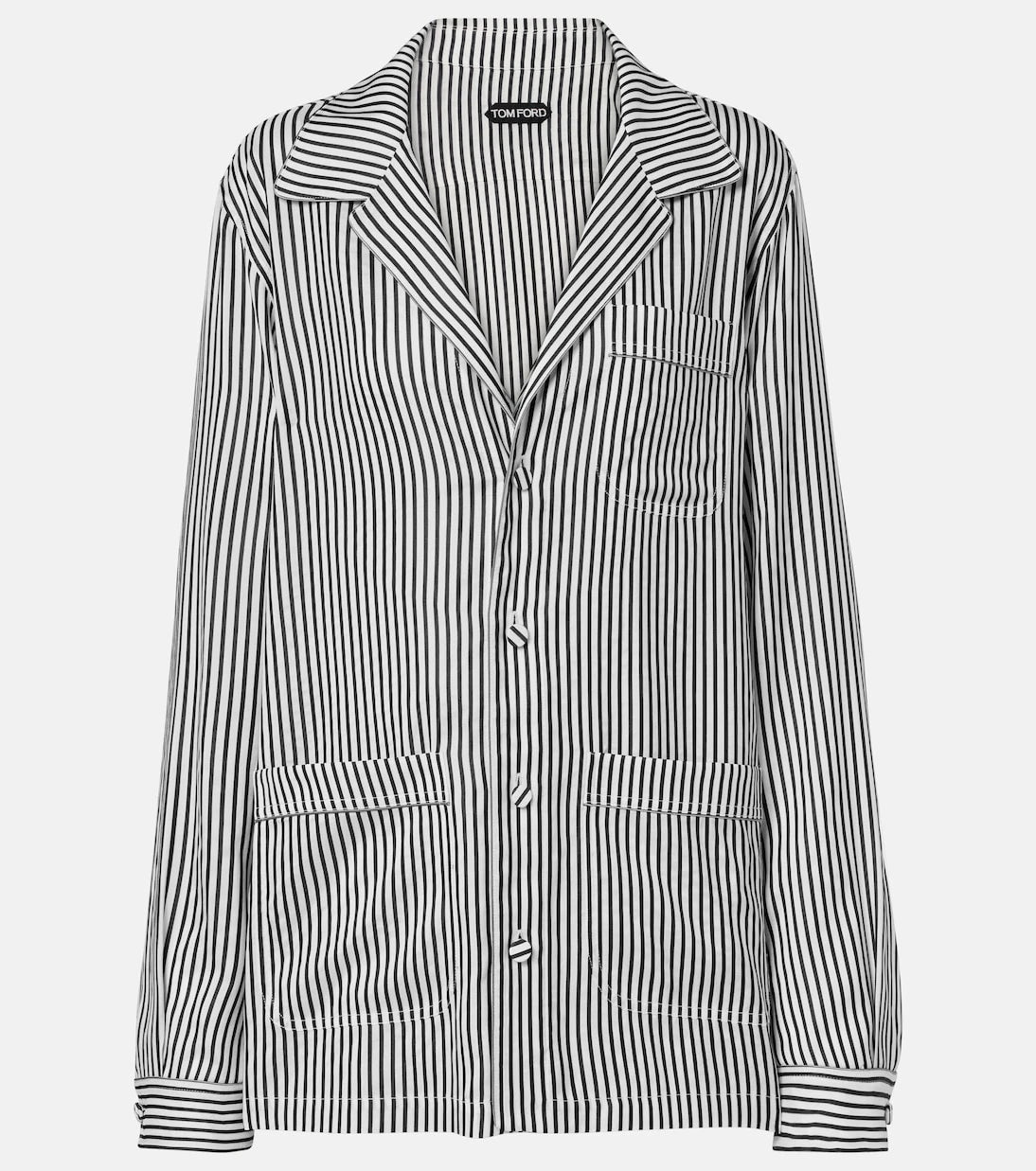 Tom Ford - Çizgili oversize ipek gömlek