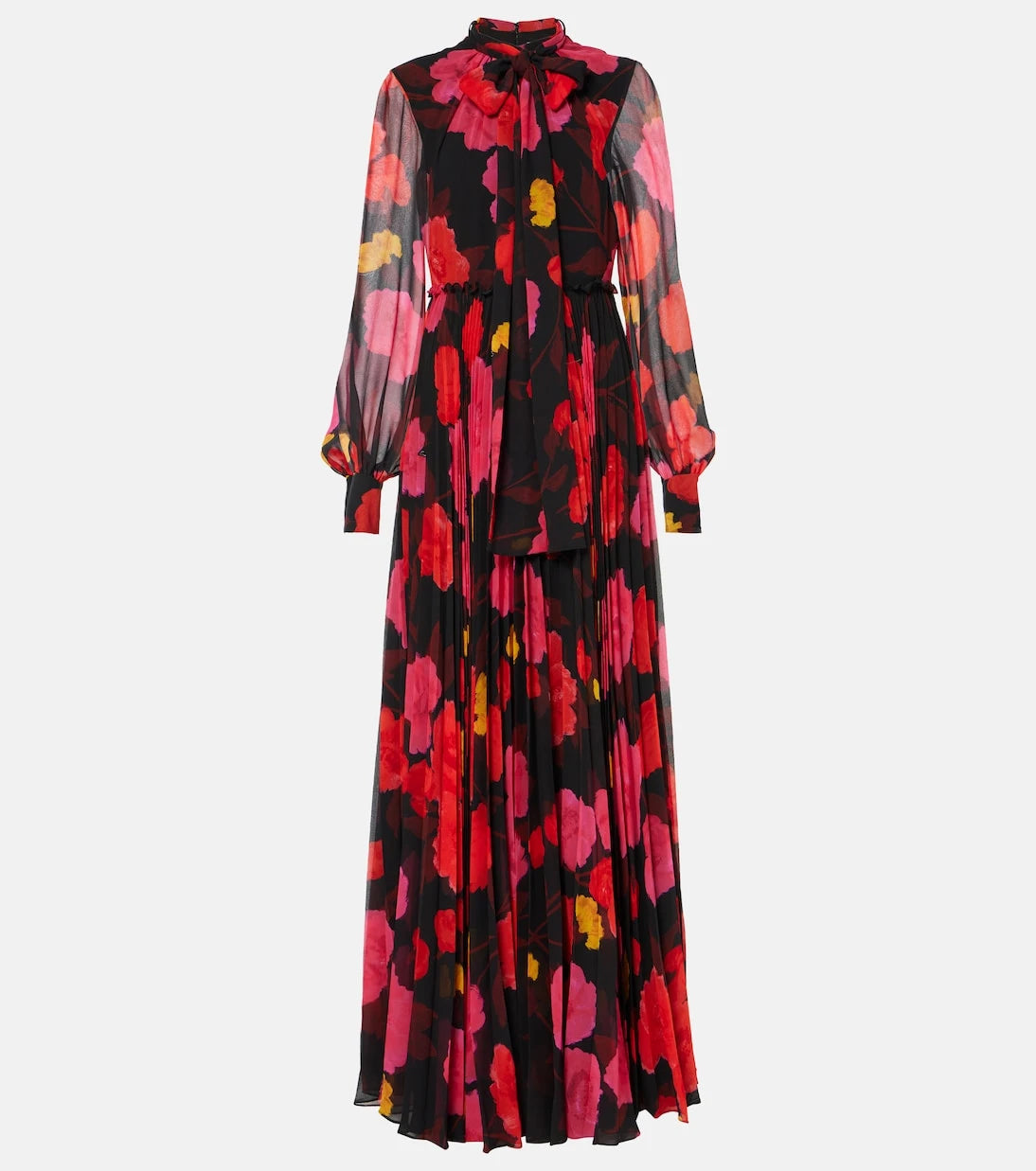 Erdem - Floral pleated voile gown