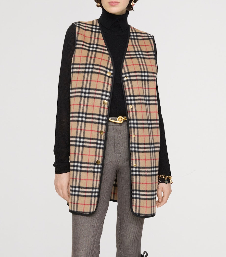Burberry Beige Wool-Cashmere Check Gilet