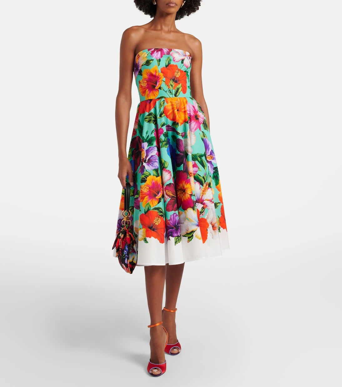 Dolce&Gabbana - Floral cotton bustier dress