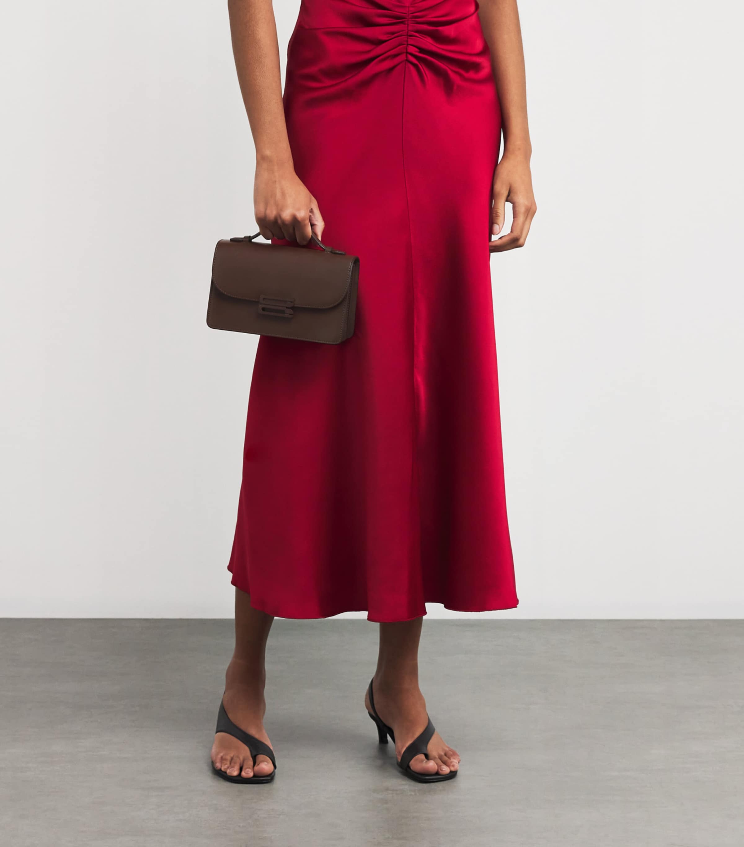 Victoria Beckham Brown Mini Leather Dorian Top-Handle Bag