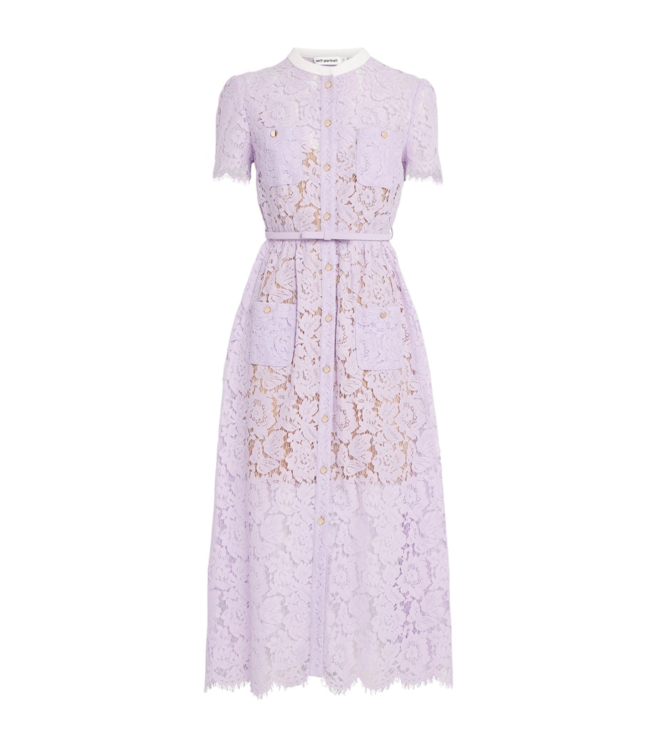 Self-Portrait Lace Belted Midi Dress
