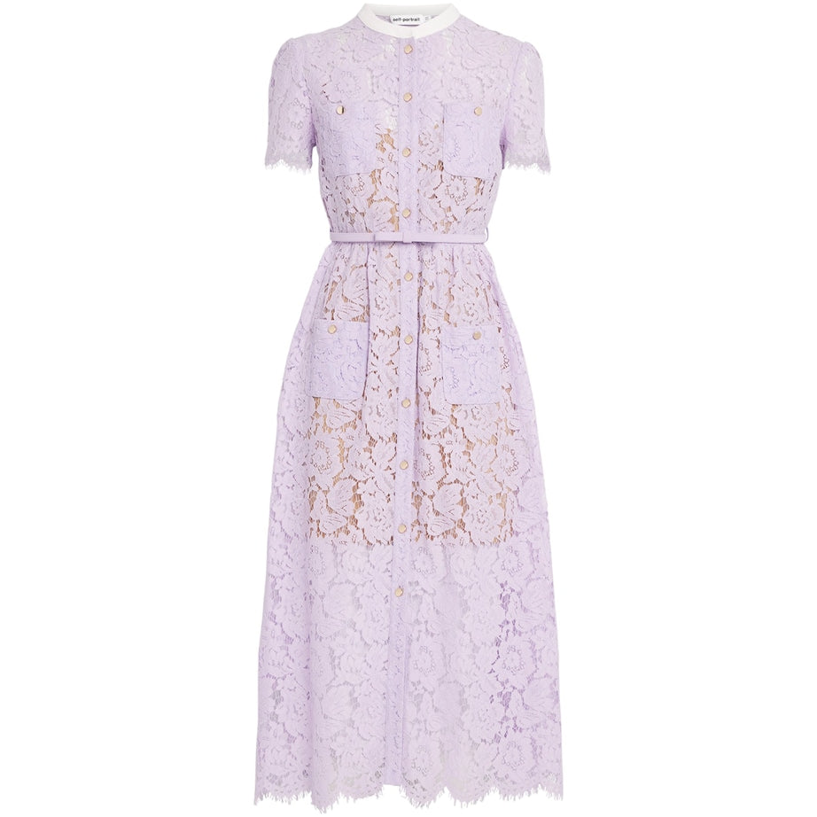 Self-Portrait Lace Belted Midi Dress