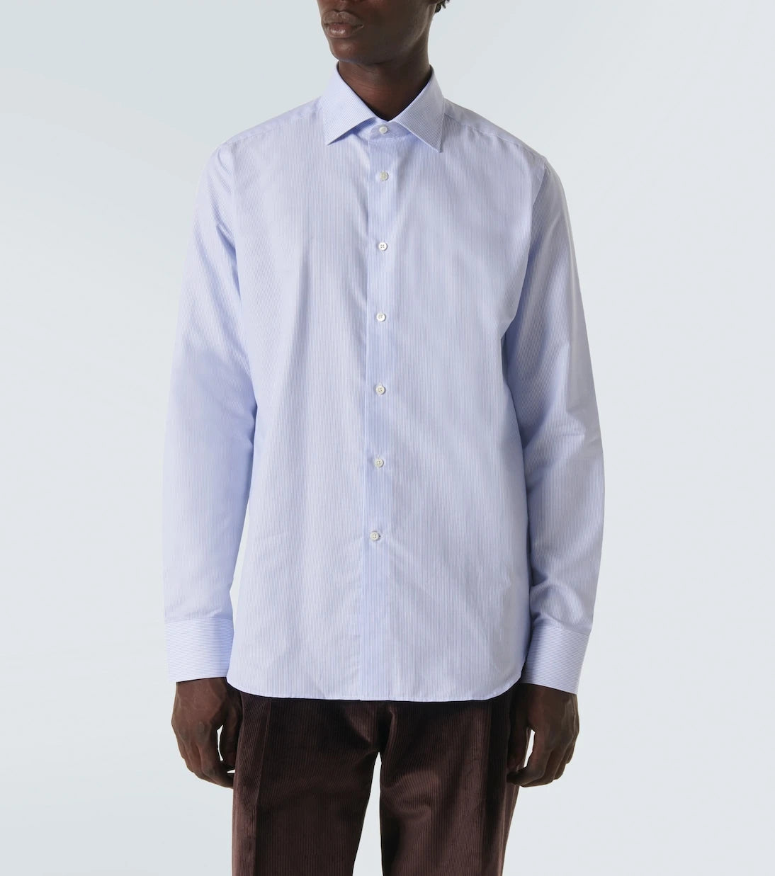 Canali - قميص بوبلين قطني مخطط