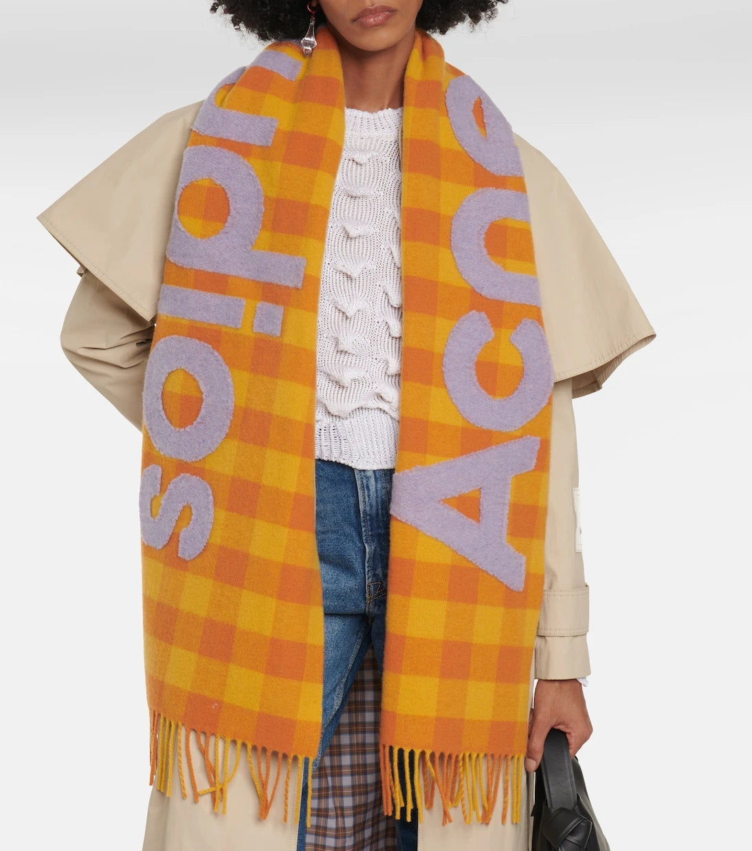 Acne Studios - Logo checked wool-blend scarf