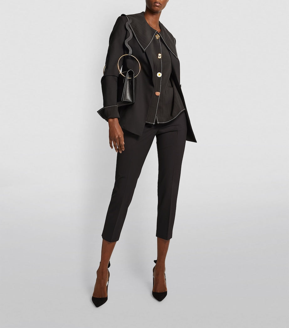 Theory Black Good Wool Cropped Treeca Trousers