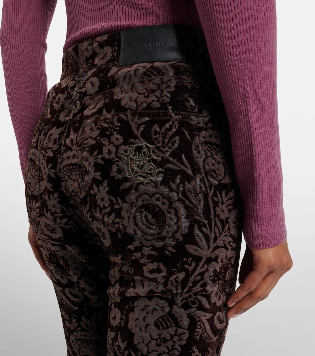 Chloé - Floral high-rise velvet straight pants