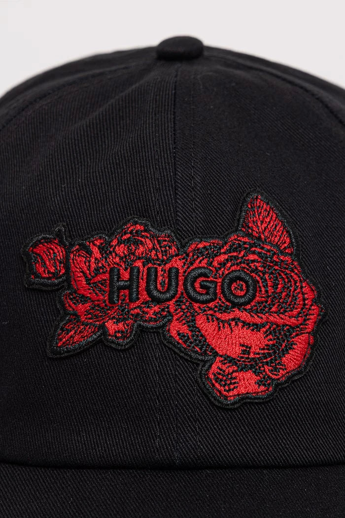 HUGO шапка с козирка мъжка от памук Mett-Biker