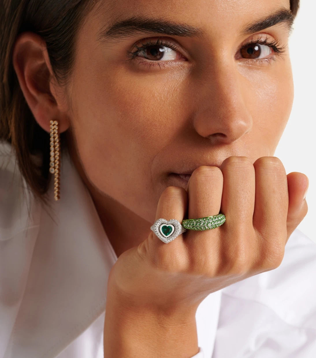 Kamyen - Lime Disco 18kt white gold ring with diamonds