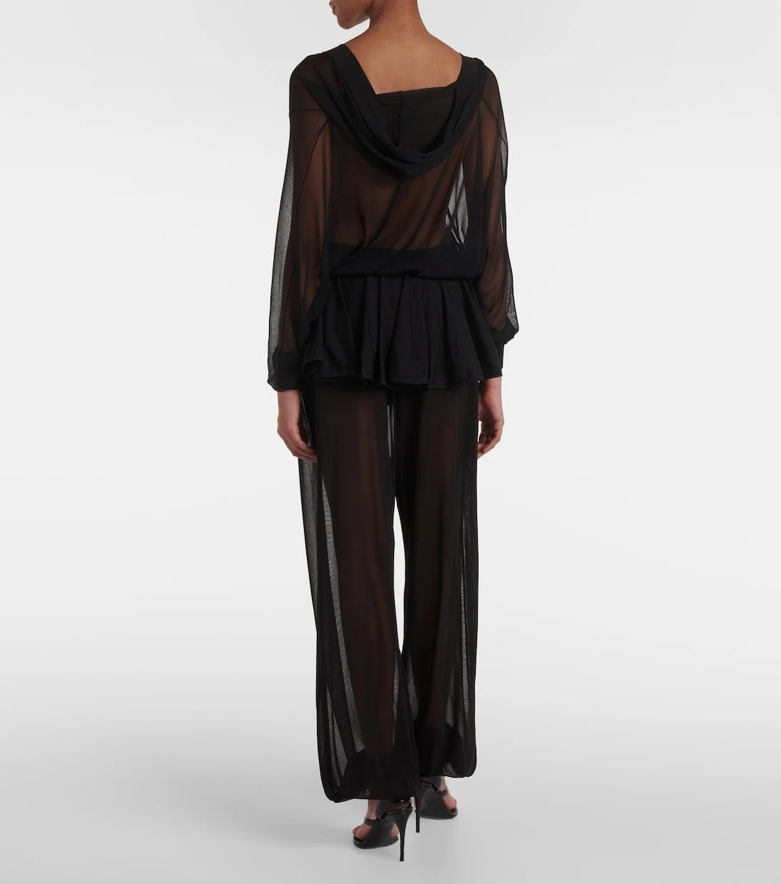 Alaïa - Mid-rise semi-sheer wide-leg pants