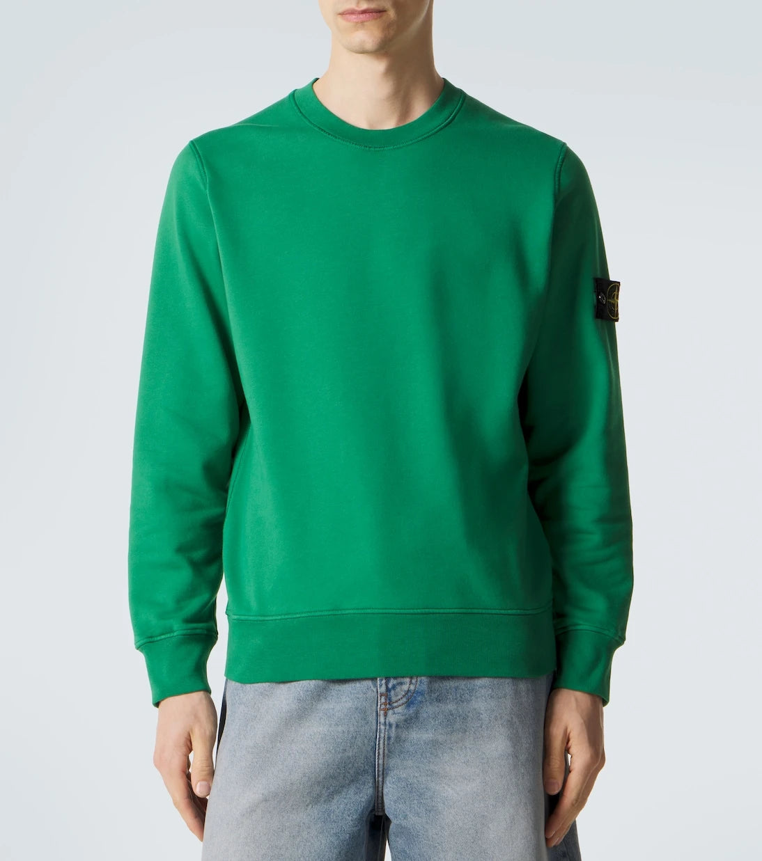 Stone Island - سويت شيرت من صوف القطن بتطريز البوصلة