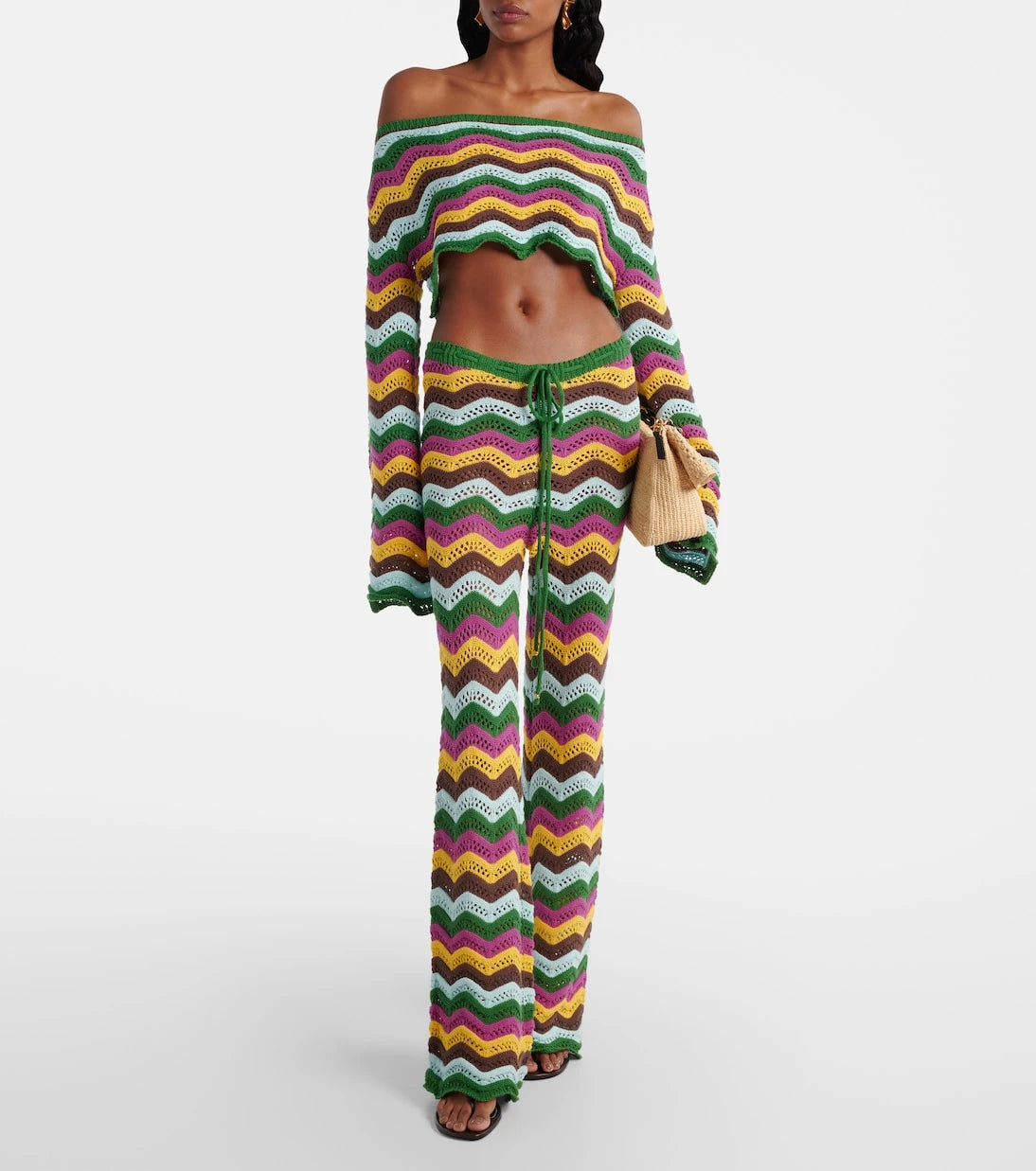 Bananhot - Helena striped cotton-blend crop top