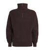 Officine Generale Brown Merino Wool Quarter-Zip Ribbed Sweater
