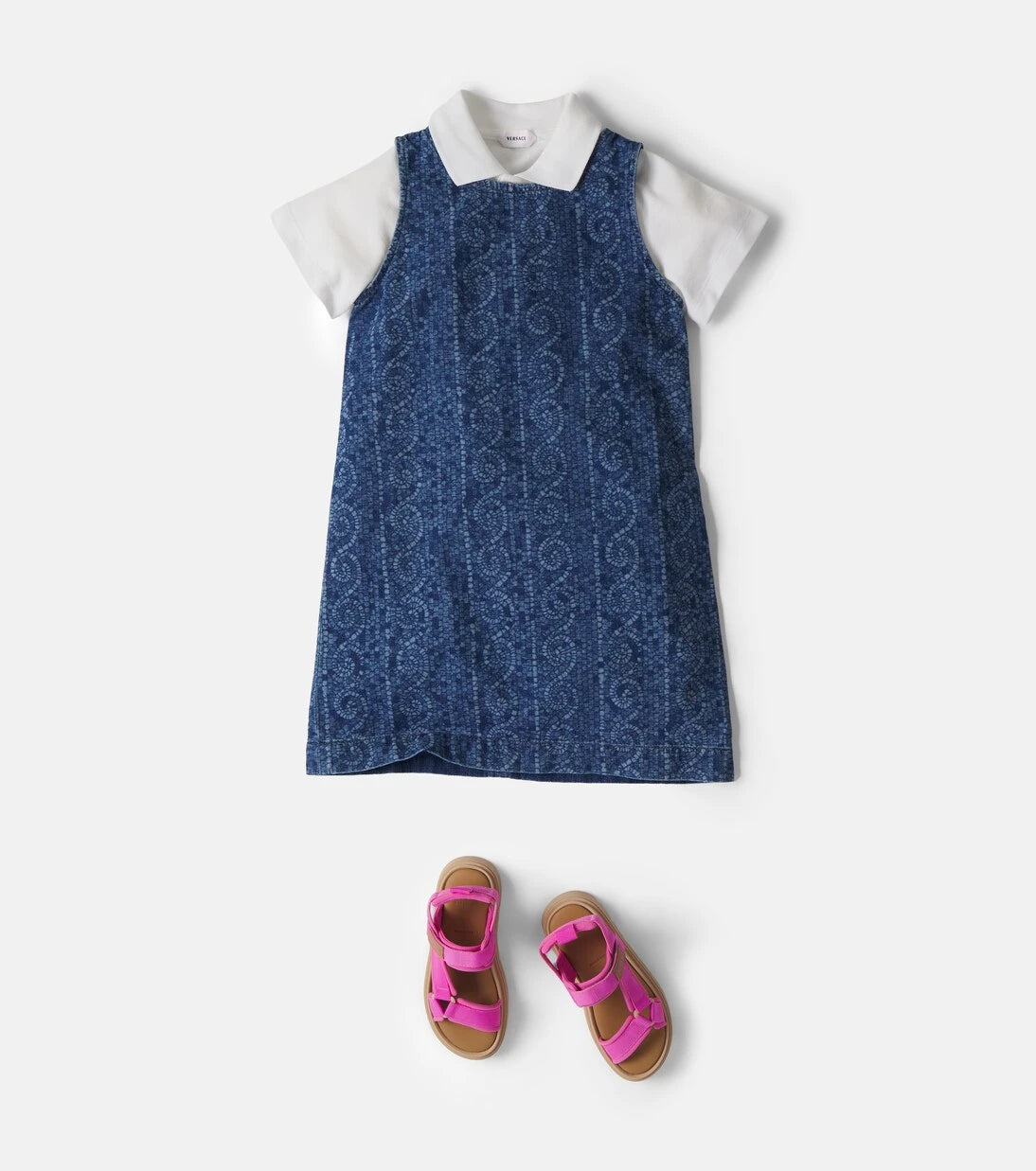 Versace Kids - Printed denim dress