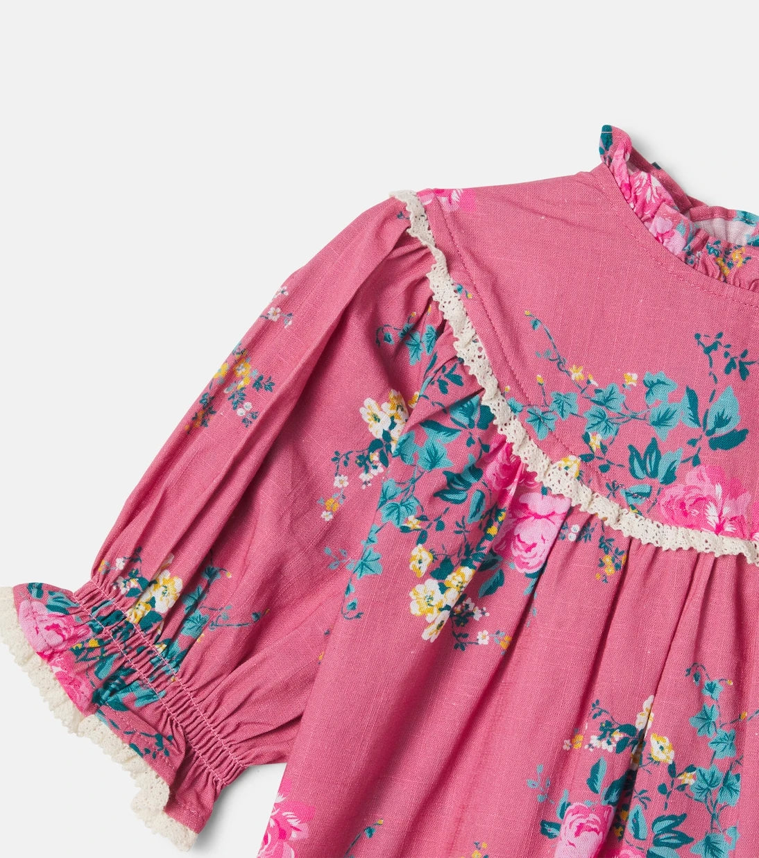 C'era Una Volta - Floral lace-trimmed cotton top