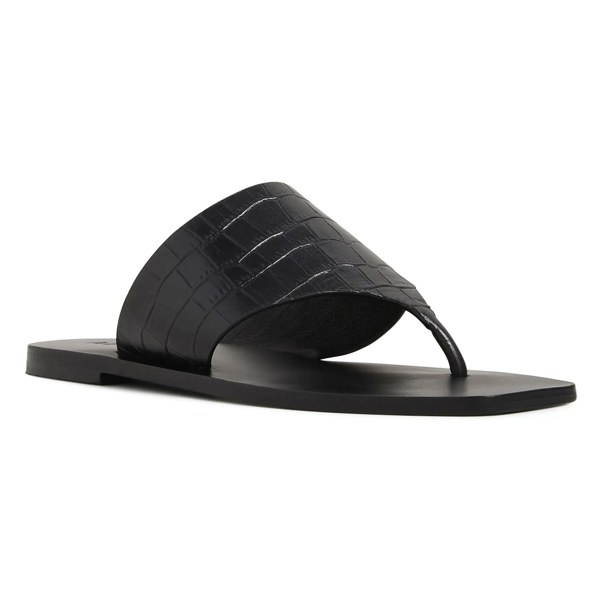 A. Emery - Crocodile Embossed Toe Sandals | Black