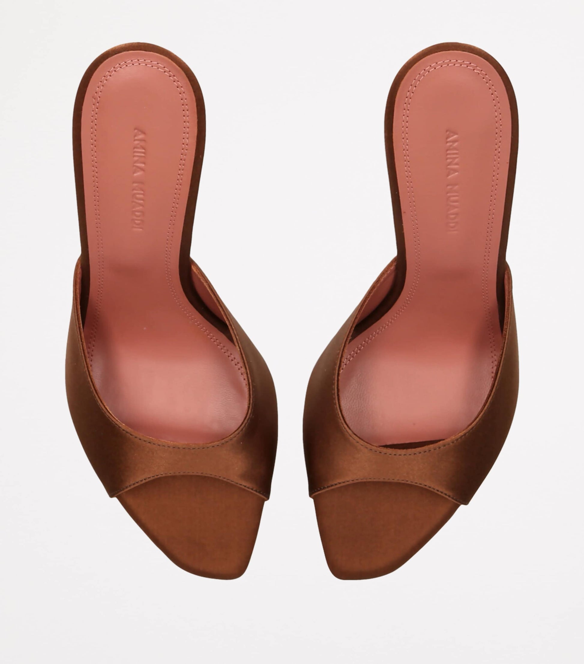 Brown Satin Alexa Heeled Mules 95