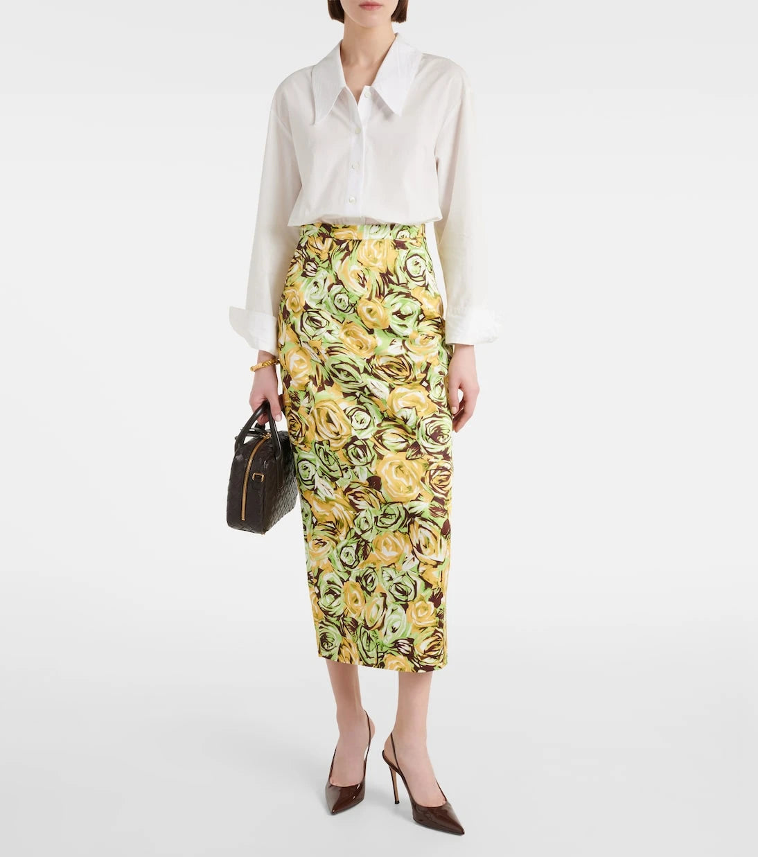 Emilia Wickstead - Lorelei floral twill pencil skirt