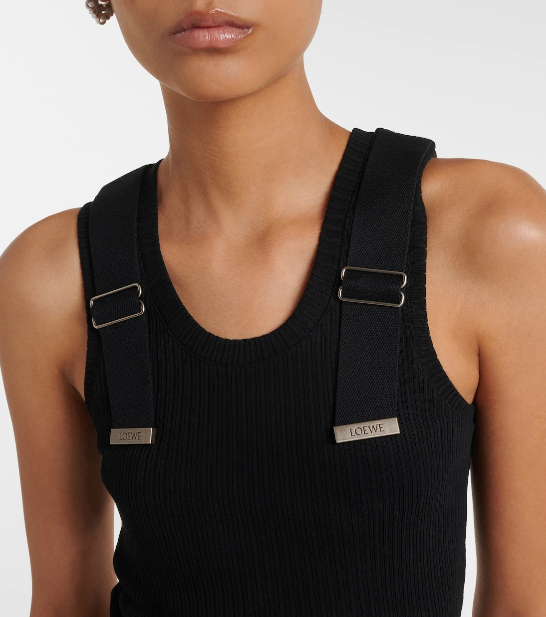 Loewe - Ribbed-knit cotton-blend tank top