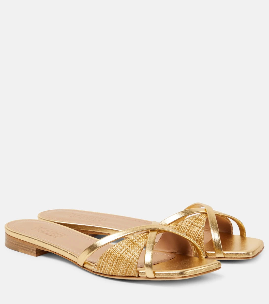 Malone Souliers - Penn raffia and metallic leather sandals