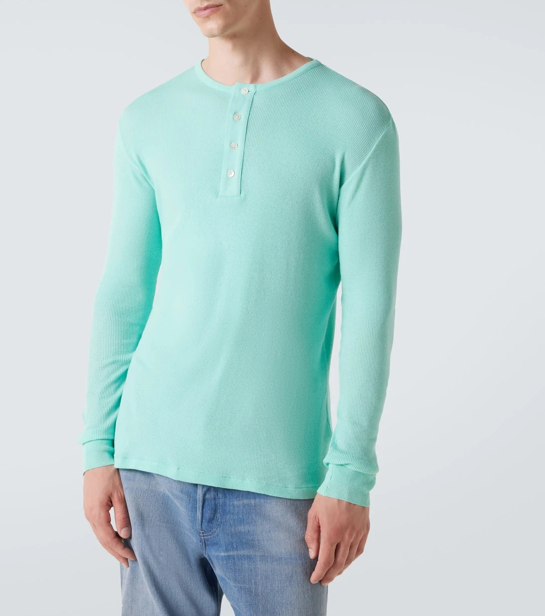 Auralee - Ribbed-knit cotton Henley shirt
