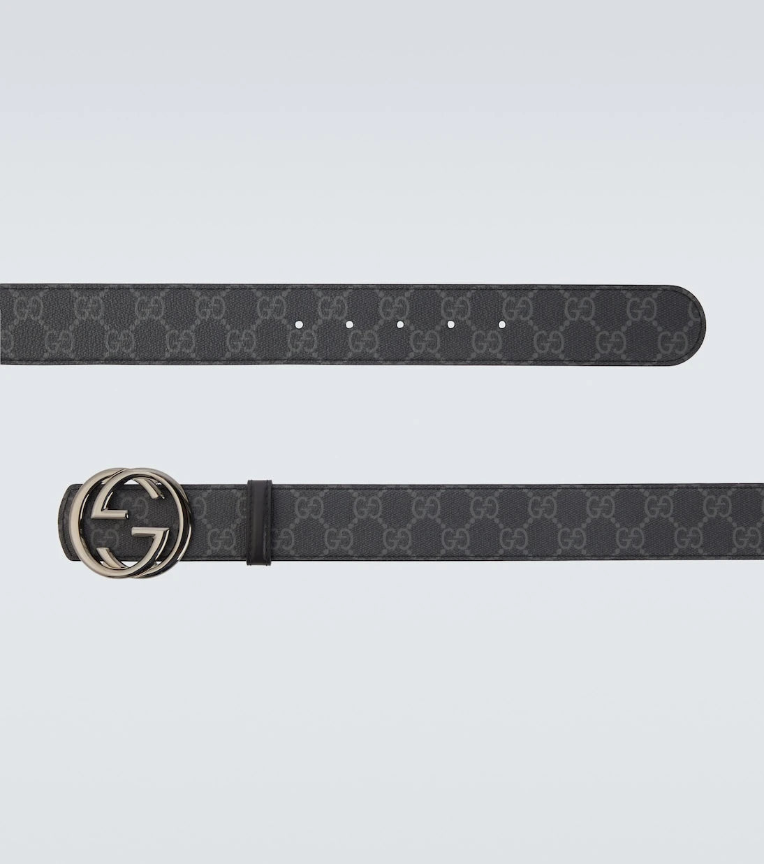 Gucci - GG Canvas Interlocking G reversible leather belt