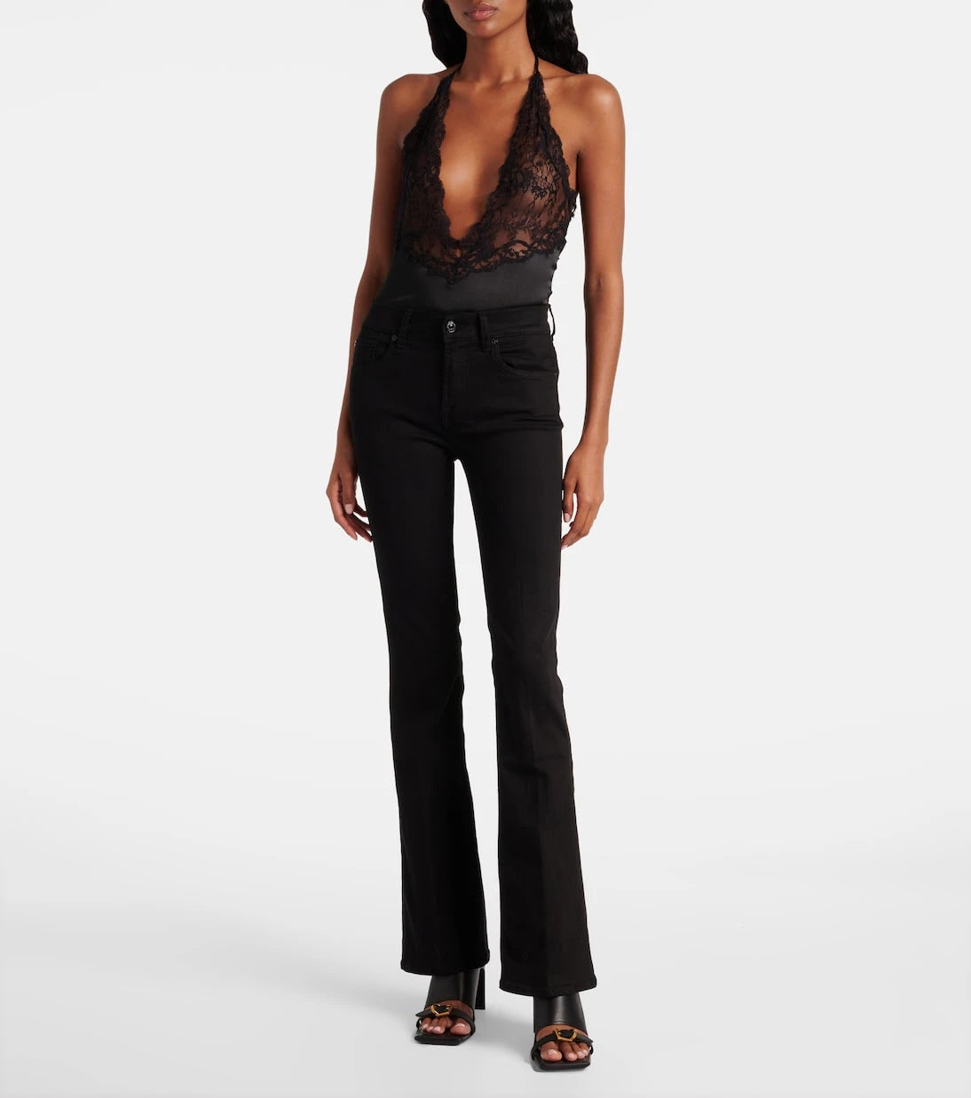 7 For All Mankind - بنطلون جينز بقصة البوت كت متوسط الارتفاع بتقنية B(AIR)