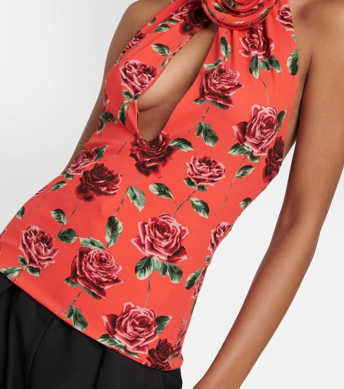 Magda Butrym - Floral-appliqué cutout halterneck top