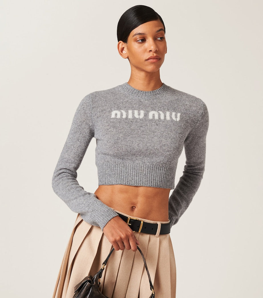 Grey Cashmere Logo Sweater