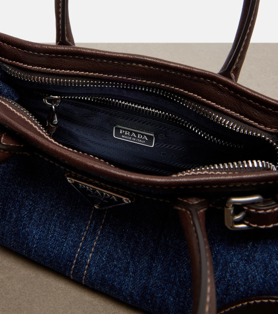 Prada - Prada Bonnie Small denim top-handle bag