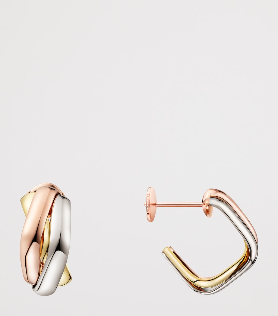 Cartier White, Rose and Yellow Gold Trinity Box Earrings