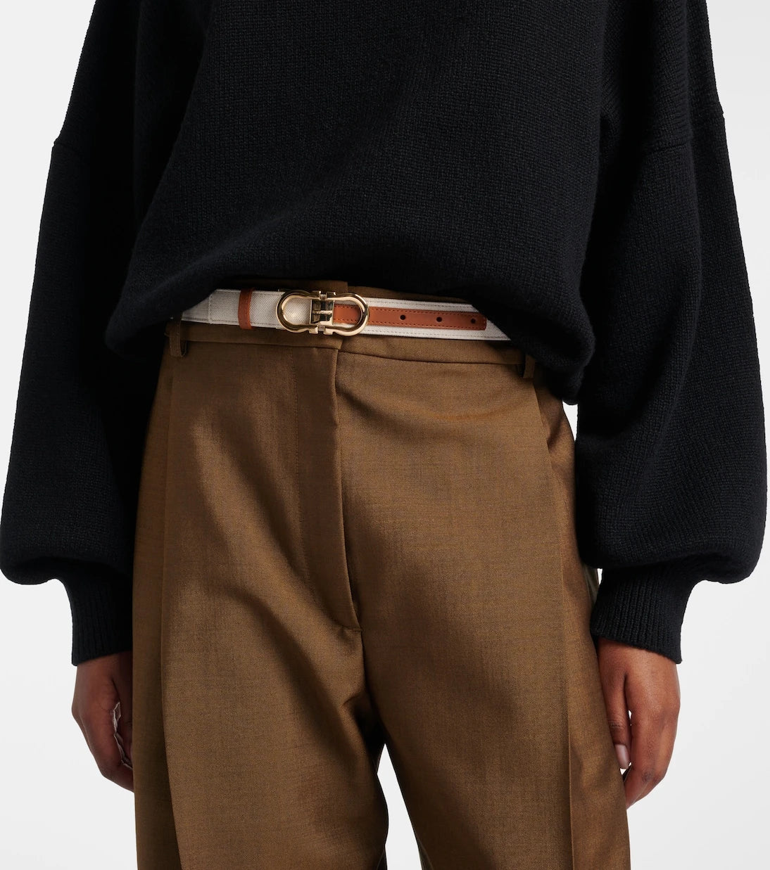 Ferragamo - Gancini canvas and leather belt