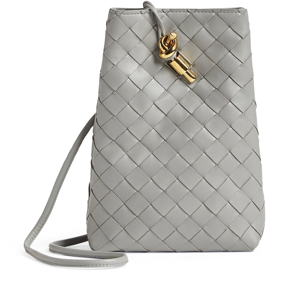 Grey Leather Andiamo Phone Pouch