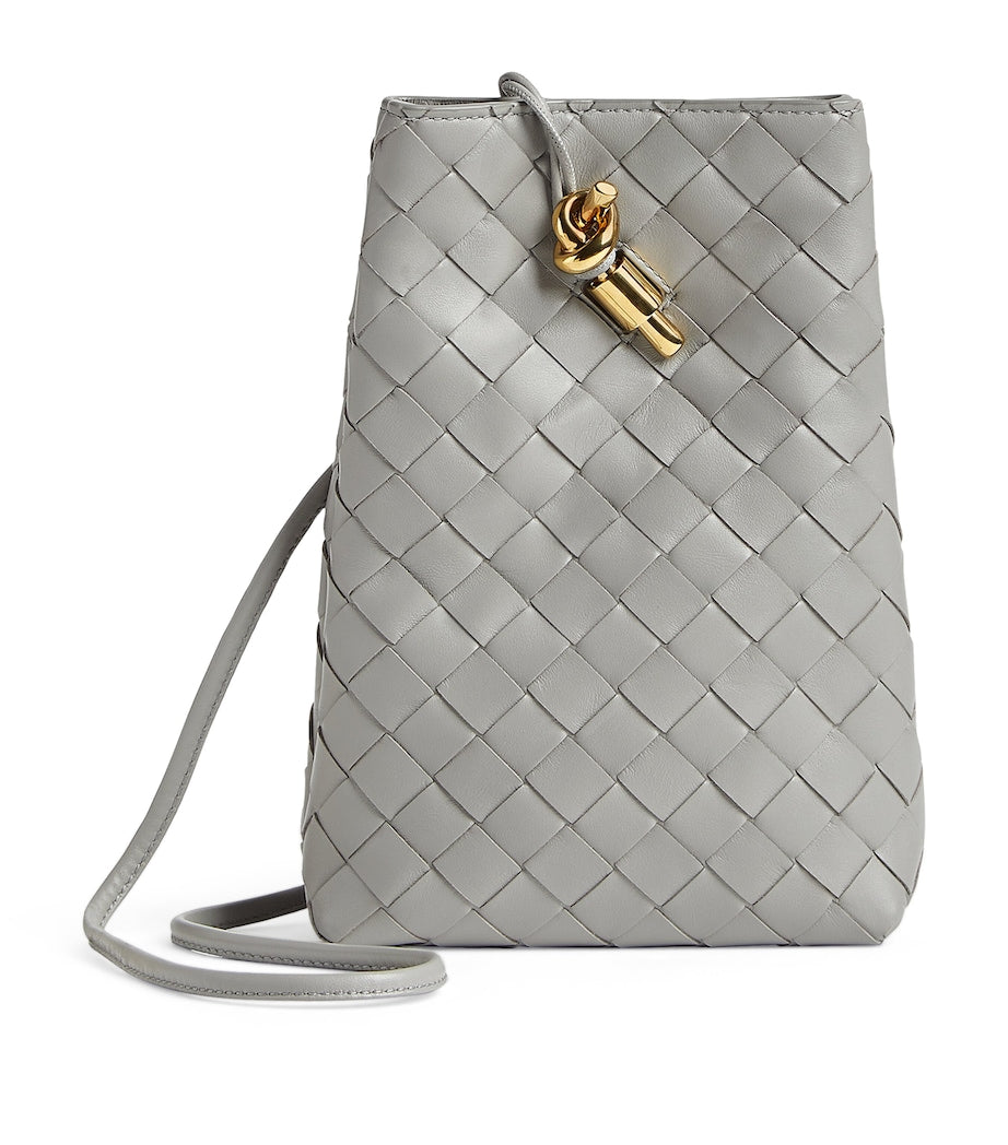 Grey Leather Andiamo Phone Pouch