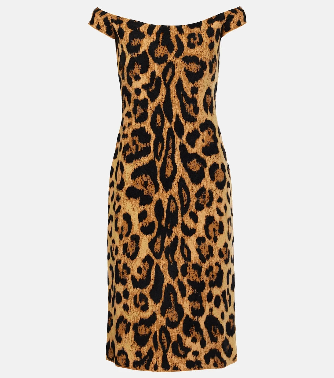 Oscar de la Renta - Leopard-print off-shoulder midi dress