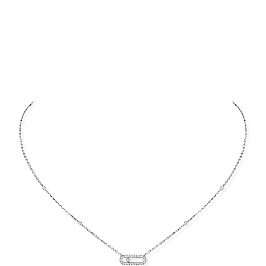 White Gold and Diamond Move Uno Necklace