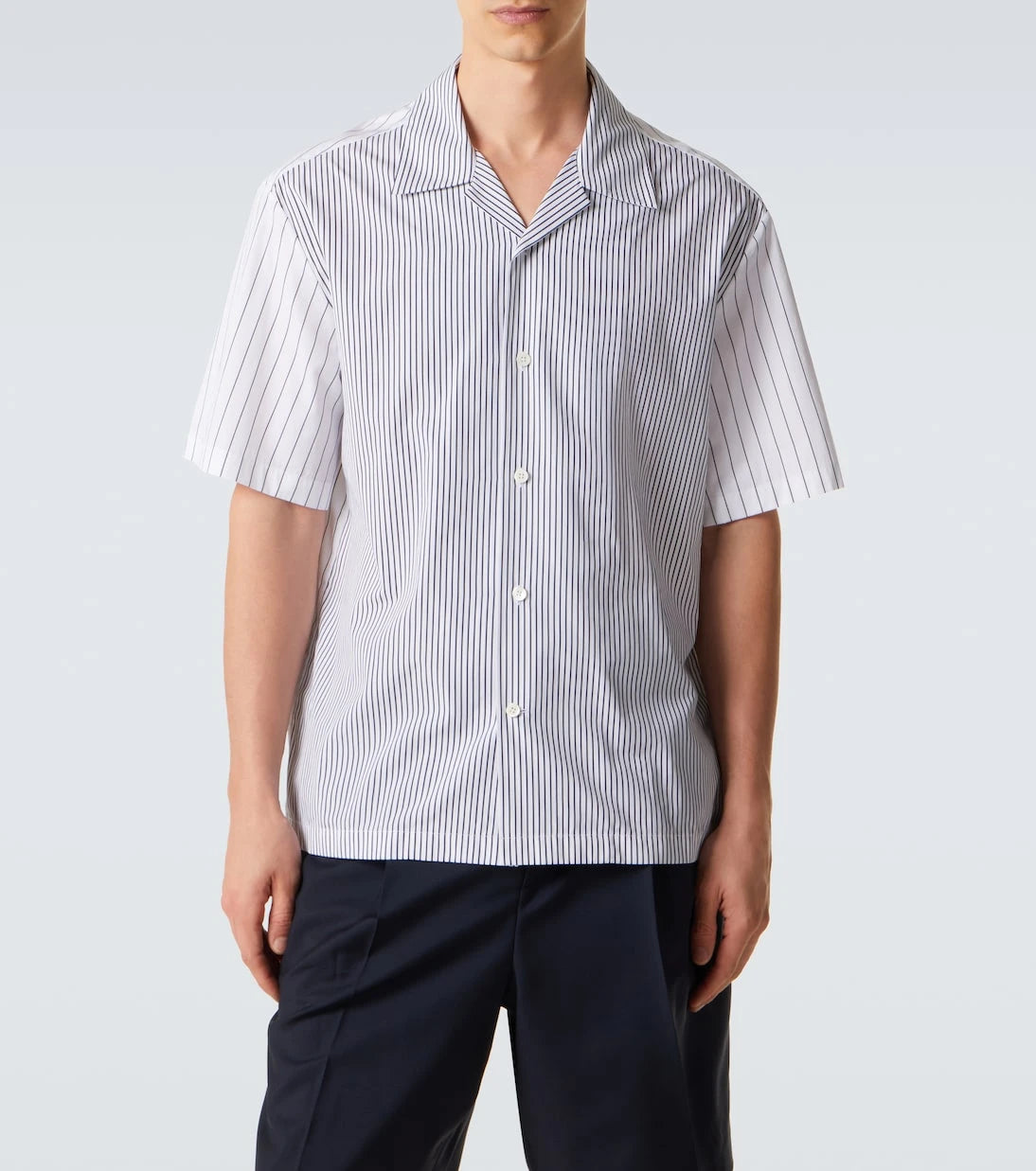 Jil Sander - Striped cotton bowling shirt