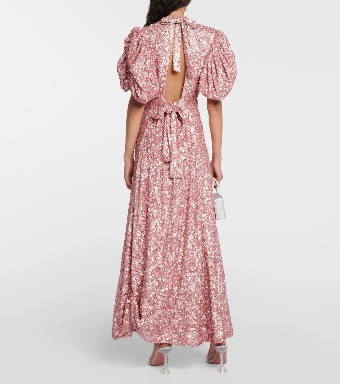Rotate - Sequined puff-sleeve maxi dress