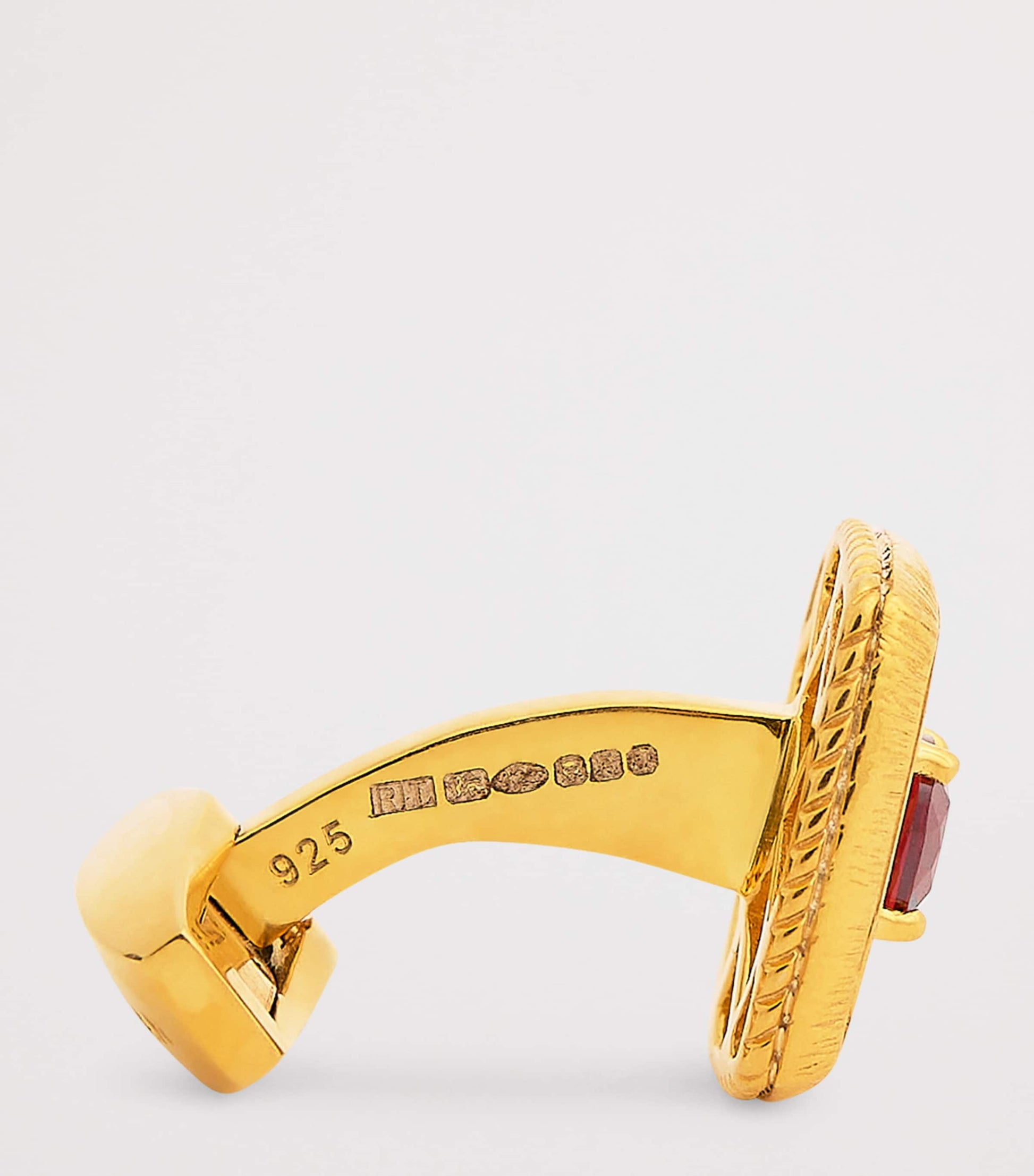 Gold-Plated and Garnet Graffiato Cufflinks