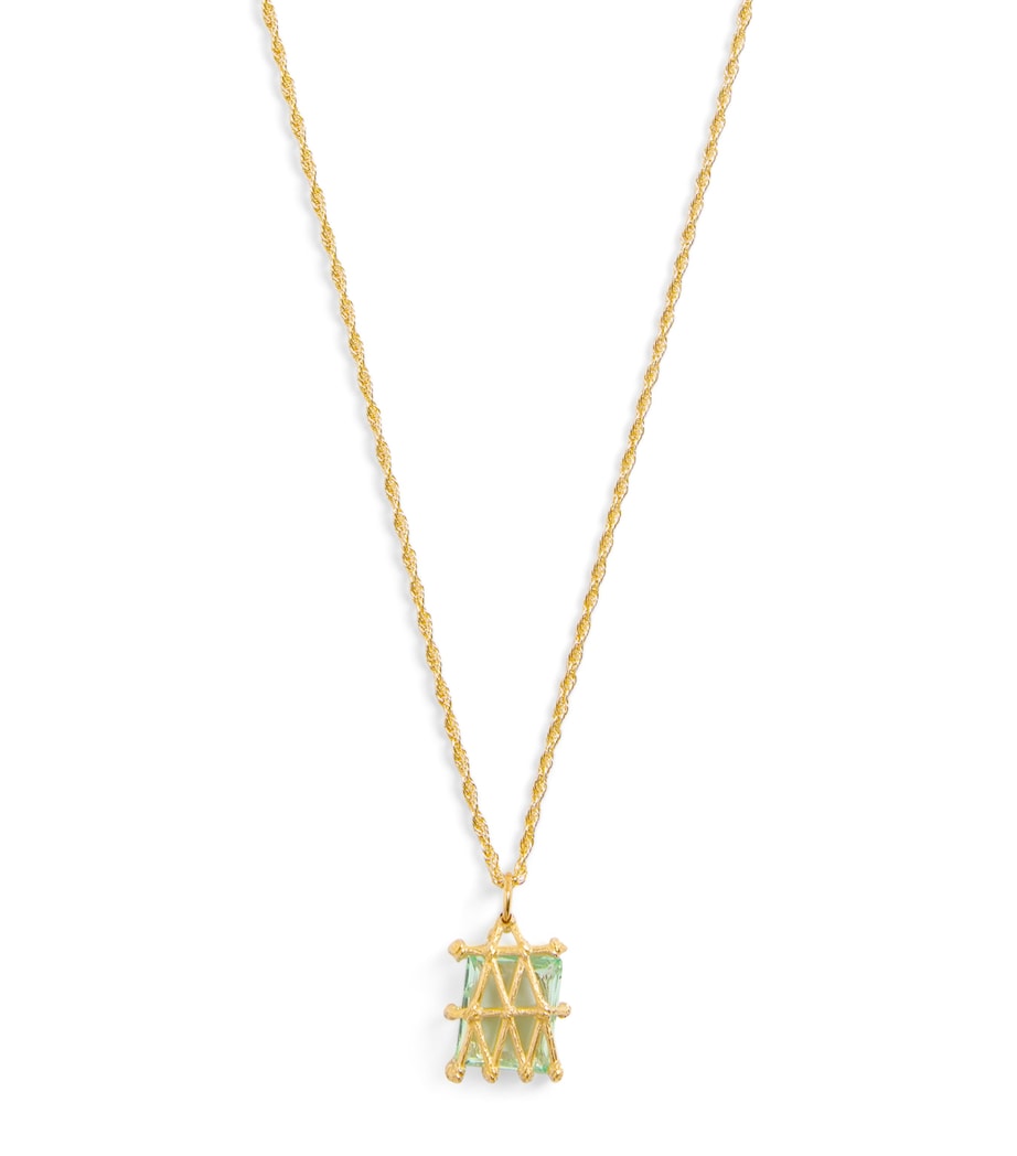 Bleue Burnham Yellow Gold and Sapphire Basket Pendant Necklace