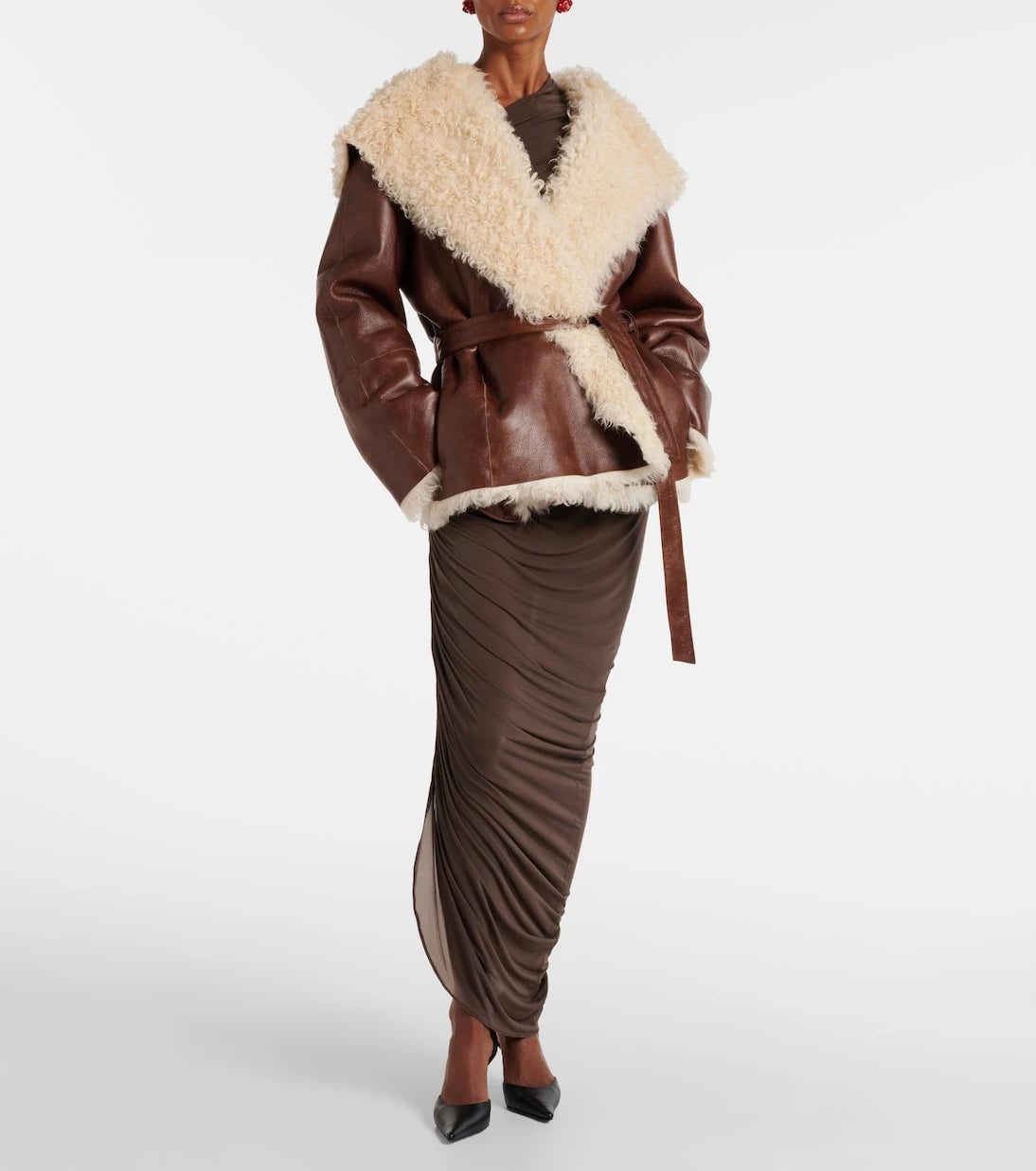 Magda Butrym - Shearling-trimmed leather jacket