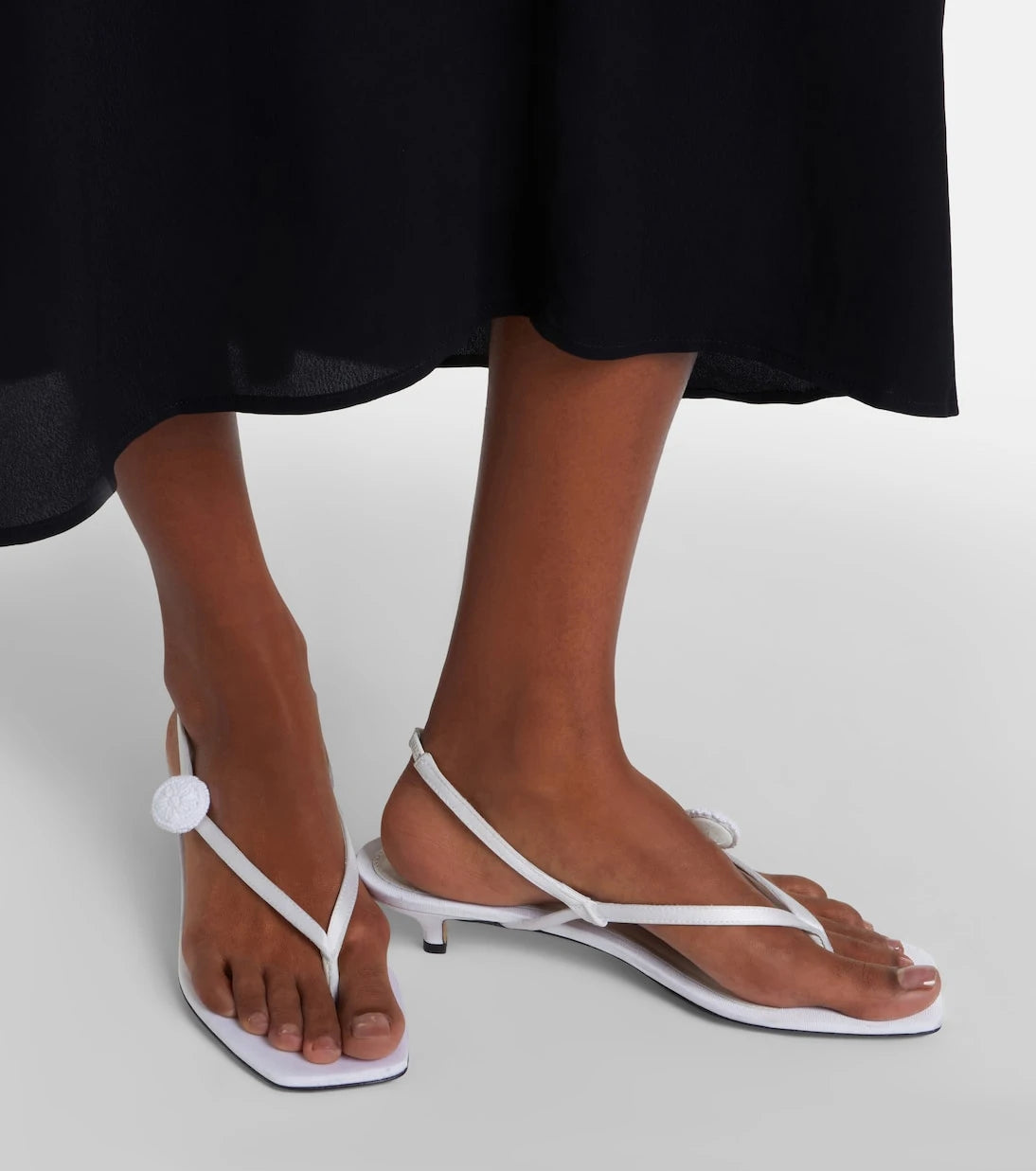 Toteme - Floral-appliqué satin slingback sandals