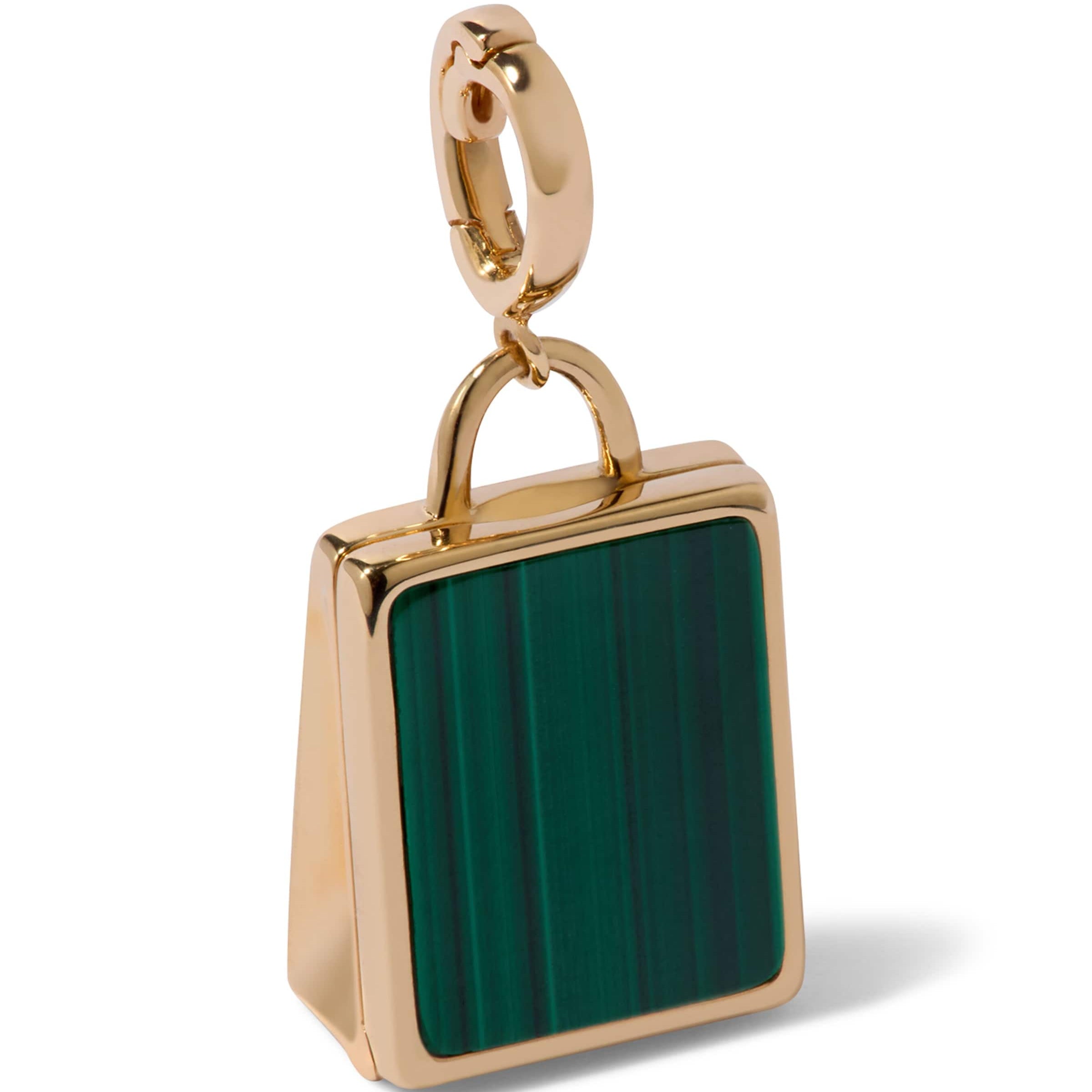 Annoushka x Harrods Yellow Gold and Malachite My Life in Charms Shopping Bag Locket Charm
