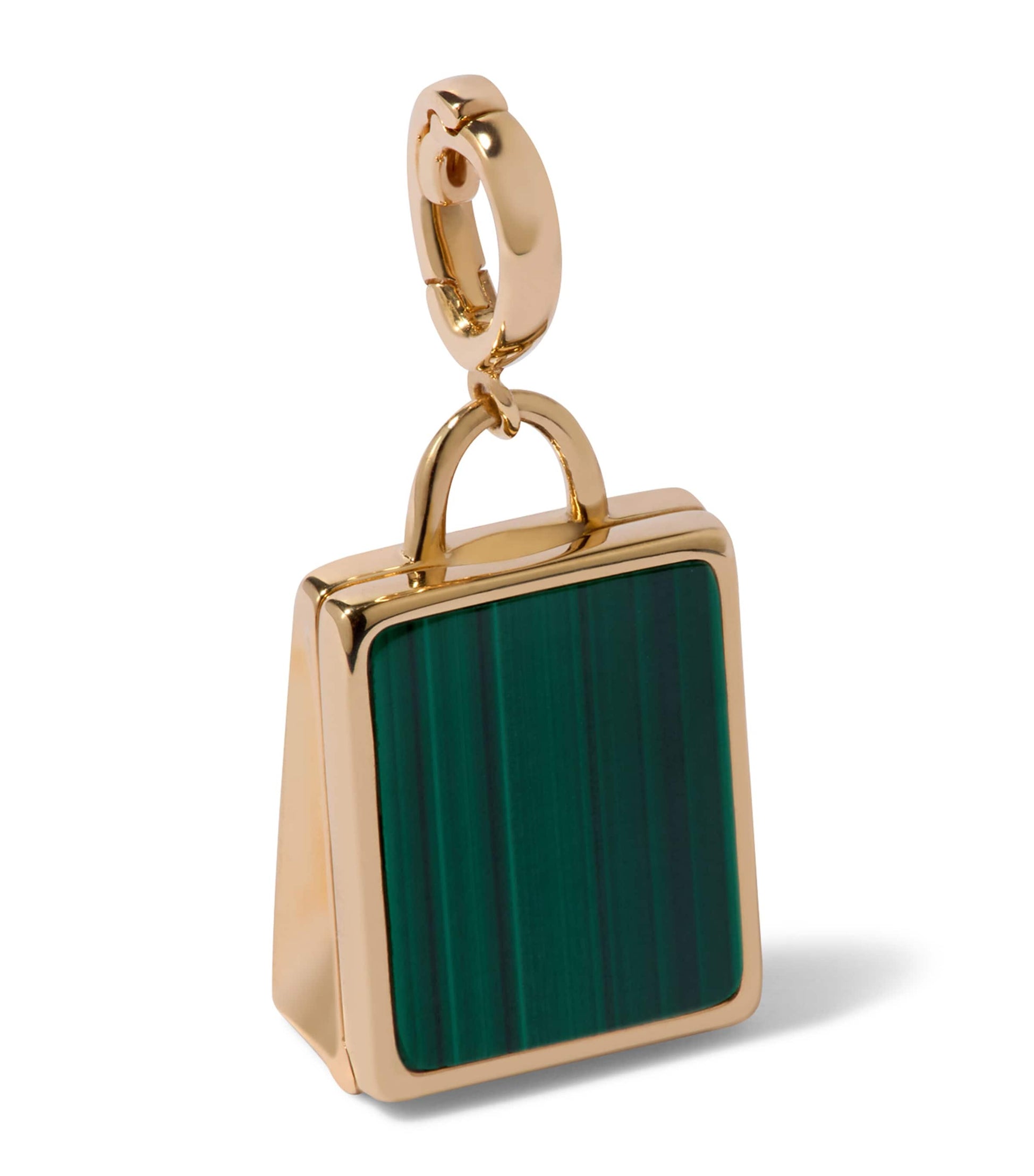 Annoushka x Harrods Yellow Gold and Malachite My Life in Charms Shopping Bag Locket Charm