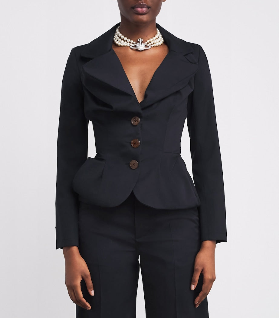 Vivienne Westwood Navy Virgin Wool Asymmetric Drunken Jacket