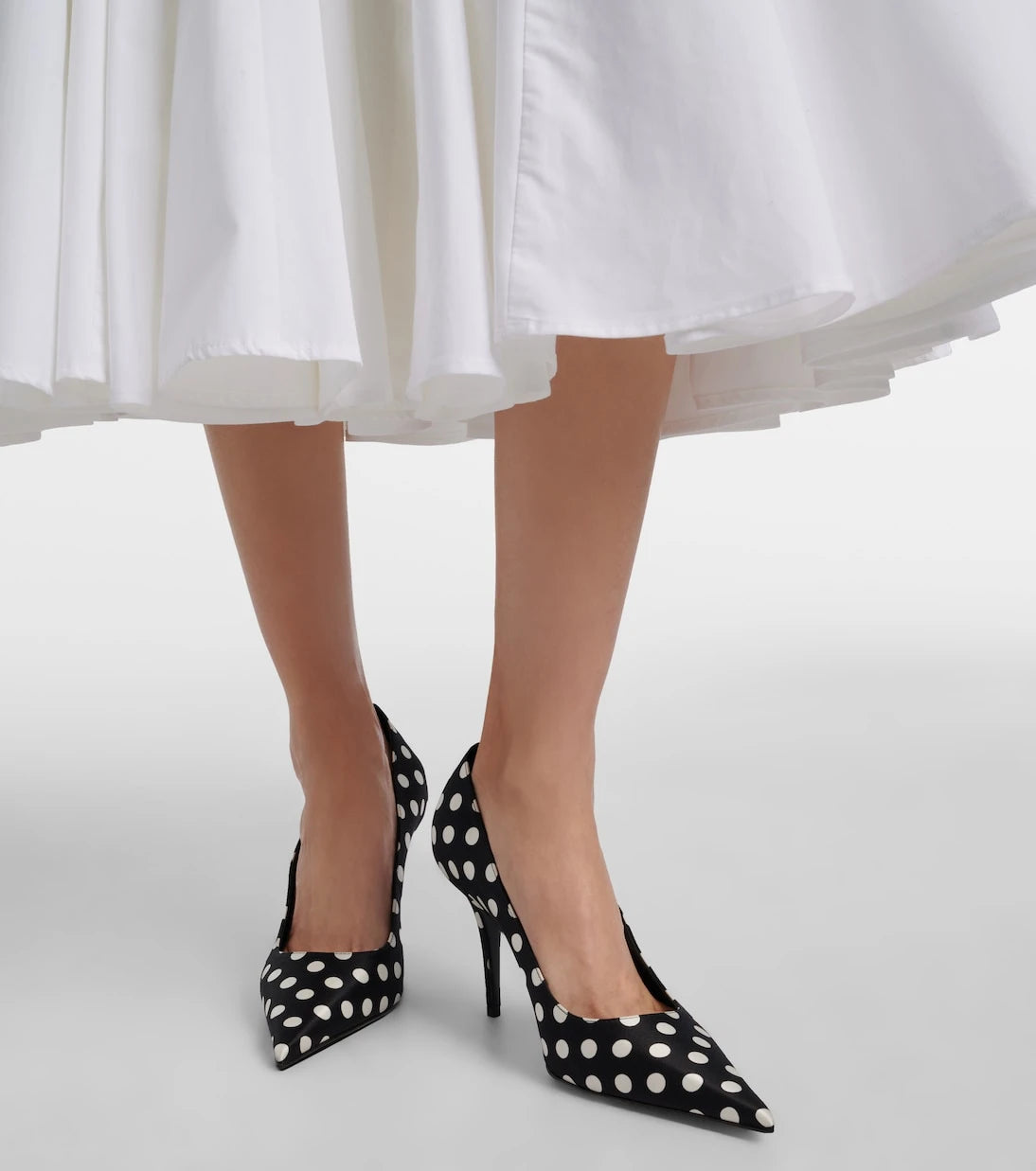Amina Muaddi - Barbara 90 polka-dot satin pumps