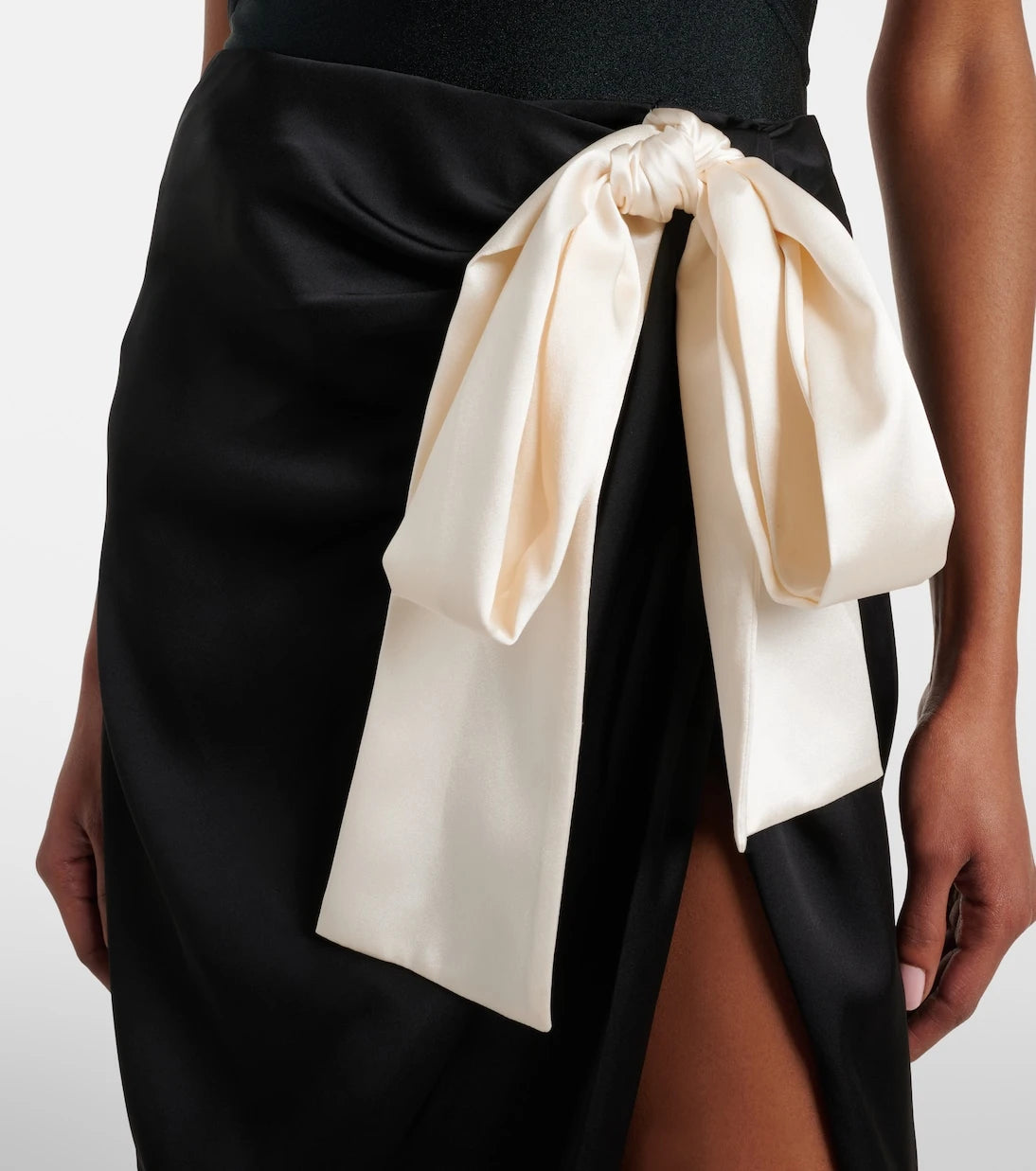 Saint Laurent - Bow-detail silk charmeuse maxi skirt